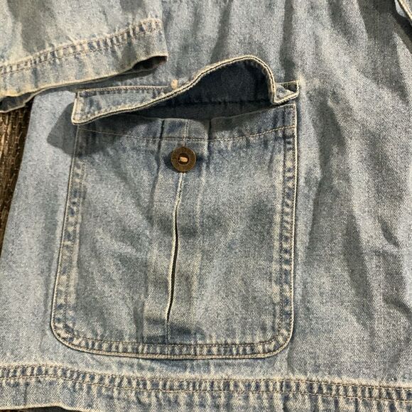 Denim & Co button up cinch waist vintage denim jacket - Picture 6 of 7